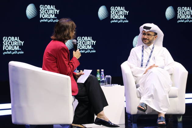 Global Security Forum in Doha DOHA, QATAR - OCTOBER 20: Qatari Foreign Ministry Spokesperson Majed al-Ansari addresses delegates during the Global Security Forum in Doha, Qatar on Tuesday, October 20, 2026. Ali Altunkaya Anadolu Doha Qatar. Editorial use only. Please get in touch for any other usage.  Copyright: x2026xAnadoluxAlixAltunkayax