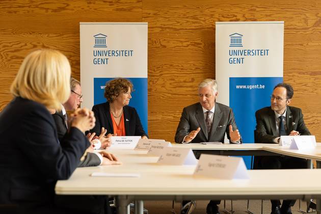 King Philippe - Filip of Belgium pictured during a visit to IGent, a research building at the UGent University where scientists and companies collaborate to develop innovative technologies, on Tuesday 20 October 2026, in Gent.  JAMESxARTHURxGEKIERE 190398654