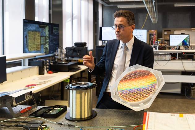 UGent professor Lieven Annemans pictured during a visit to IGent, a research building at the UGent University where scientists and companies collaborate to develop innovative technologies, on Tuesday 20 October 2026, in Gent.  JAMESxARTHURxGEKIERE 190398630