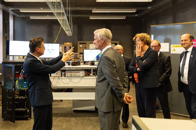King Philippe - Filip of Belgium pictured during a visit to IGent, a research building at the UGent University where scientists and companies collaborate to develop innovative technologies, on Tuesday 20 October 2026, in Gent.  JAMESxARTHURxGEKIERE 190398572