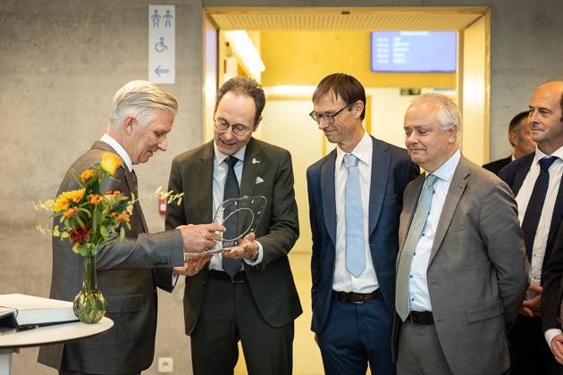 King Philippe - Filip of Belgium pictured during a visit to IGent, a research building at the UGent University where scientists and companies collaborate to develop innovative technologies, on Tuesday 20 October 2026, in Gent.  JAMESxARTHURxGEKIERE 190398430