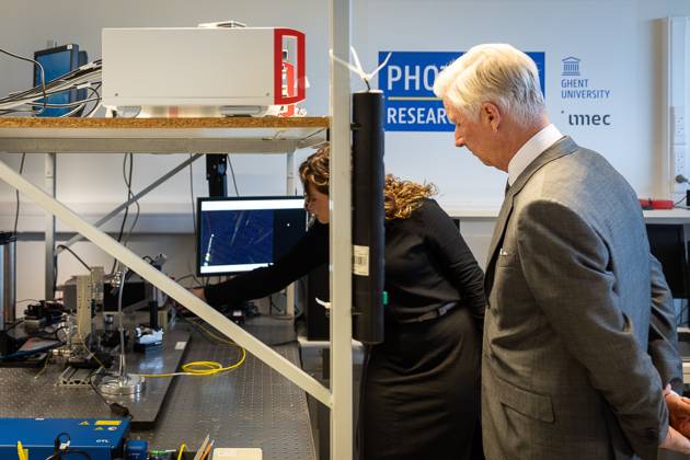 King Philippe - Filip of Belgium pictured during a visit to IGent, a research building at the UGent University where scientists and companies collaborate to develop innovative technologies, on Tuesday 20 October 2026, in Gent.  JAMESxARTHURxGEKIERE 190398474