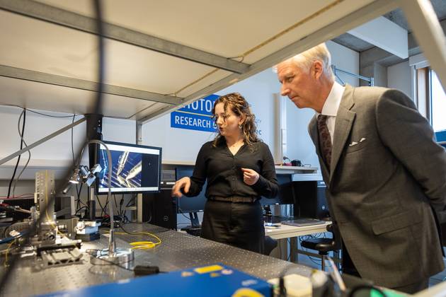 King Philippe - Filip of Belgium pictured during a visit to IGent, a research building at the UGent University where scientists and companies collaborate to develop innovative technologies, on Tuesday 20 October 2026, in Gent.  JAMESxARTHURxGEKIERE 190398476