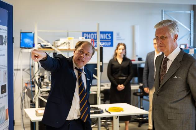 King Philippe - Filip of Belgium pictured during a visit to IGent, a research building at the UGent University where scientists and companies collaborate to develop innovative technologies, on Tuesday 20 October 2026, in Gent.  JAMESxARTHURxGEKIERE 190398481