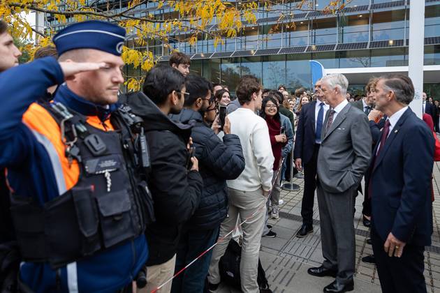 King Philippe - Filip of Belgium pictured during a visit to IGent, a research building at the UGent University where scientists and companies collaborate to develop innovative technologies, on Tuesday 20 October 2026, in Gent.  JAMESxARTHURxGEKIERE 190398417