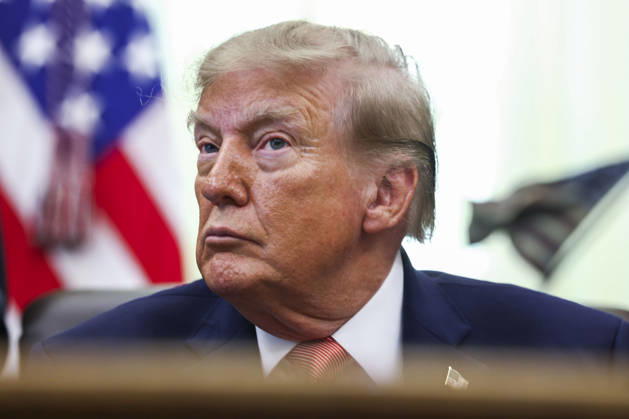 President Donald Trump speaks to reporters about efforts to crack down on taxpayer fraud in the Oval Office of the White House in Washington, DC on Tuesday, October 20, 2026.  WASP20261020119 JIMxLOxSCALZO