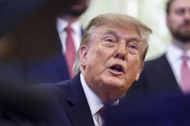 President Donald Trump responds to questions from reporters following his remarks about efforts to crack down on taxpayer fraud in the Oval Office of the White House in Washington, DC on Tuesday, October 20, 2026.  WASP20261020127 JIMxLOxSCALZO
