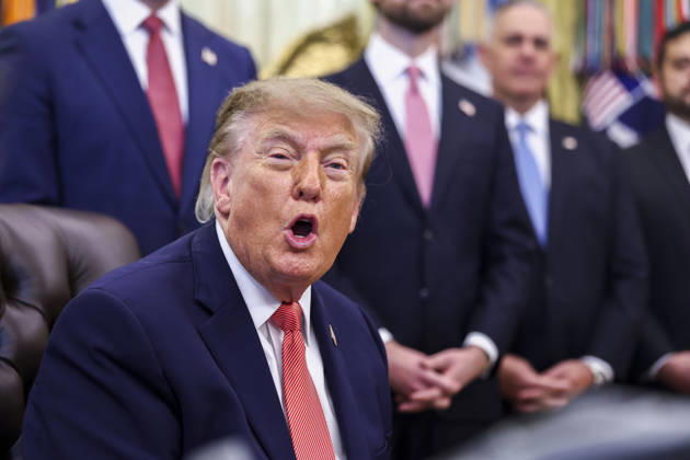 President Donald Trump responds to questions from reporters following his remarks about efforts to crack down on taxpayer fraud in the Oval Office of the White House in Washington, DC on Tuesday, October 20, 2026.  WASP20261020129 JIMxLOxSCALZO