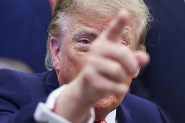President Donald Trump responds to questions from reporters following his remarks about efforts to crack down on taxpayer fraud in the Oval Office of the White House in Washington, DC on Tuesday, October 20, 2026.  WASP20261020138 JIMxLOxSCALZO