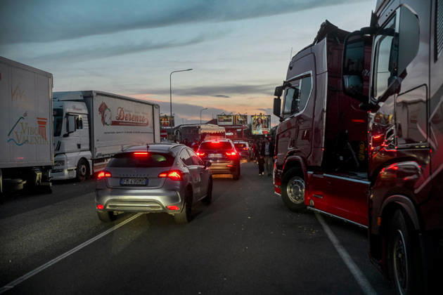 Truck drivers protest in Italy VIBO VALENTIA, ITALY - OCTOBER 20: Trucks and passenger vehicles line the roadway during a blockade organized by agricultural workers and truck drivers at the Sant Onofrio junction in Vibo Valentia, Calabria, Italy, on October 20, 2026. Ongoing demonstrations sparked by surging fuel prices have caused severe disruptions to supply chains and local commerce across southern Italy, with protests set to continue through October 27. Valeria Ferraro Anadolu Vibo valentia Italy. Editorial use only. Please get in touch for any other usage.  Copyright: x2026xAnadoluxValeriaxFerrarox