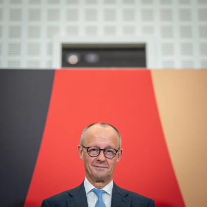 Chancellor Friedrich Merz delivering his closing remarks at the Invest in Germany Summit 2026 at the ESMT European School of Management and Technology in Berlin, Berlin, Germany; ESMT Berlin