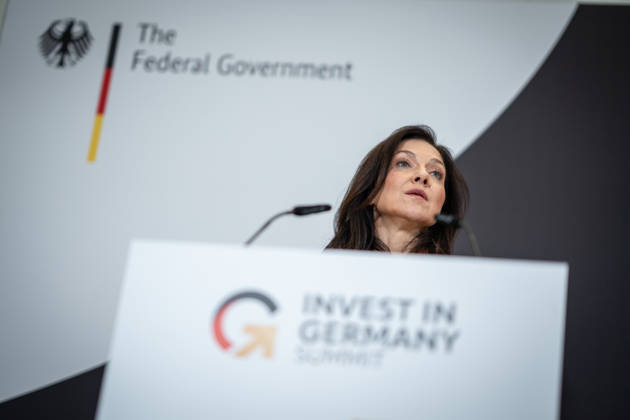 Katherina Reiche, Federal Minister of Economics, delivering the closing remarks at the Invest in Germany Summit 2026 at the ESMT European School of Management and Technology in Berlin, Berlin, Germany; ESMT Berlin