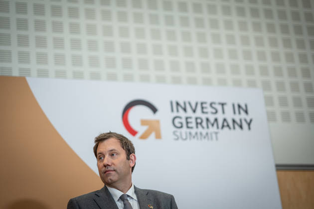 Lars Klingbeil, Federal Minister of Finance, during his closing remarks at the Invest in Germany Summit 2026 at the ESMT European School of Management and Technology in Berlin, Berlin, Germany; ESMT Berlin