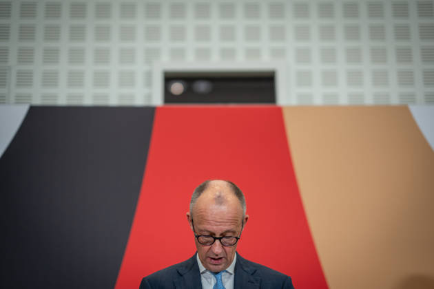 Chancellor Friedrich Merz delivering his closing remarks at the Invest in Germany Summit 2026 at the ESMT European School of Management and Technology in Berlin, Berlin, Germany; ESMT Berlin