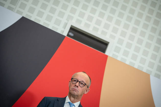 Chancellor Friedrich Merz delivering his closing remarks at the Invest in Germany Summit 2026 at the ESMT European School of Management and Technology in Berlin, Berlin, Germany; ESMT Berlin