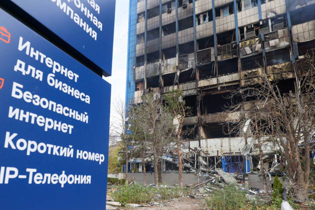 RUSSIA, LUGANSK - OCTOBER 21, 2026: A communication hub suffers damage from a Ukrainian drone strike. Alexander Reka TASS  99700479