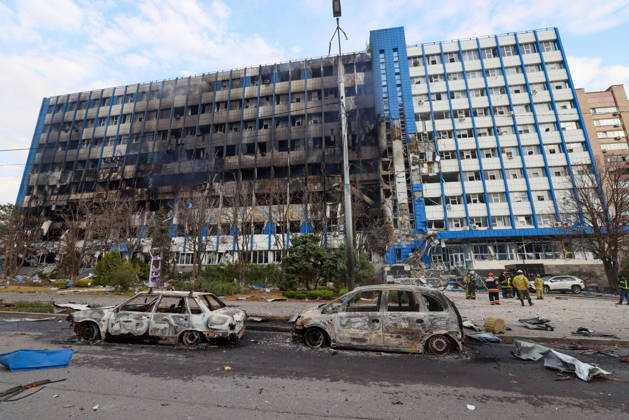 RUSSIA, LUGANSK - OCTOBER 21, 2026: A communication hub suffers damage from a Ukrainian drone strike. Alexander Reka TASS  99700472