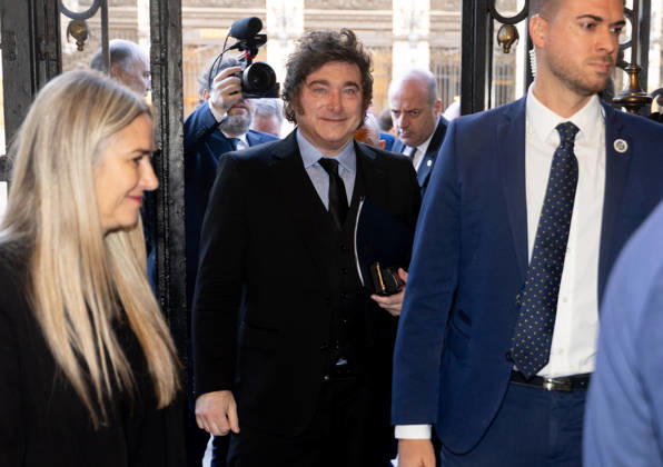 Milei Attends a Breakfast Briefing The President of the Argentine Republic, Javier Milei, attends a breakfast briefing organized by Fórum Europa at the Real Casino Gran Círculo in Madrid on October 21, 2026, in Madrid, Spain. OCTOBER 21, 2026, Spain  Copyright: xEduardoxParrax 7858508