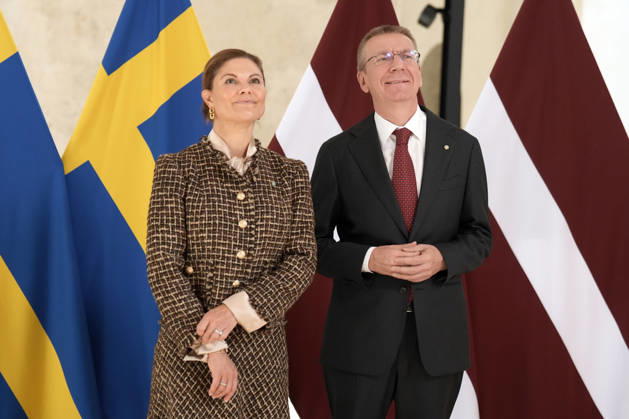 Latvia Sweden Crown Princess Victoria Sweden s Crown Princess Victoria reacts during her meeting with Latvian President Edgars Rinkevics at Riga Castle in Riga, Latvia, October 21, 2026, during her working visit to Latvia. Riga Latvia Copyright: xRomanxKoksarovx lat-swe20261021rk14.JPG