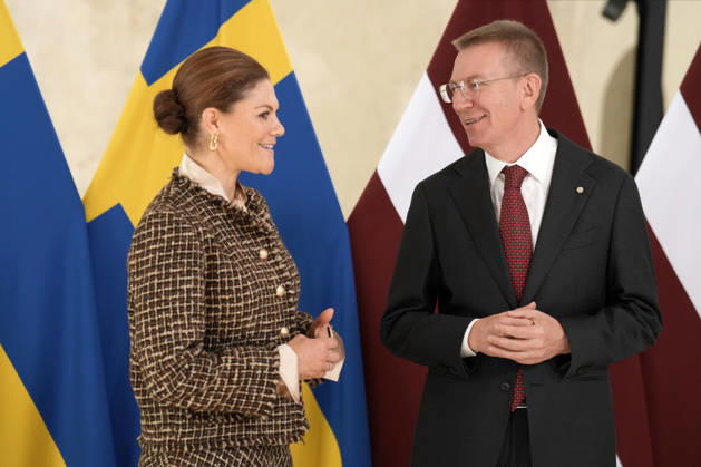 Latvia Sweden Crown Princess Victoria Sweden s Crown Princess Victoria reacts during her meeting with Latvian President Edgars Rinkevics at Riga Castle in Riga, Latvia, October 21, 2026, during her working visit to Latvia. Riga Latvia Copyright: xRomanxKoksarovx lat-swe20261021rk18.JPG