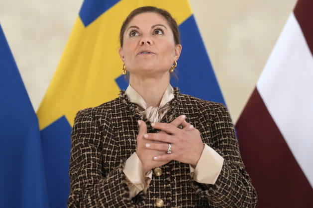 Latvia Sweden Crown Princess Victoria Sweden s Crown Princess Victoria reacts during her meeting with Latvian President Edgars Rinkevics at Riga Castle in Riga, Latvia, October 21, 2026, during her working visit to Latvia. Riga Latvia Copyright: xRomanxKoksarovx lat-swe20261021rk21.JPG