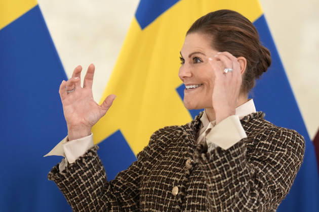 Latvia Sweden Crown Princess Victoria Sweden s Crown Princess Victoria reacts during her meeting with Latvian President Edgars Rinkevics at Riga Castle in Riga, Latvia, October 21, 2026, during her working visit to Latvia. Riga Latvia Copyright: xRomanxKoksarovx lat-swe20261021rk23.JPG