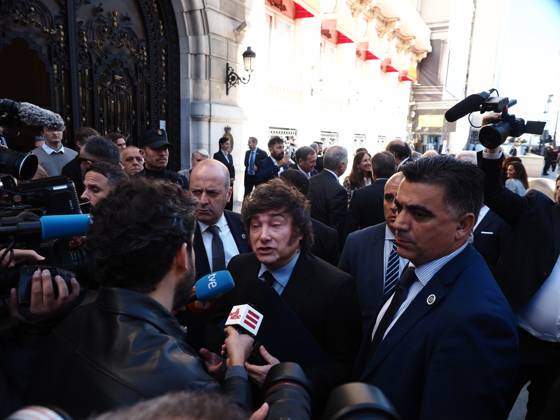 October 21, 2026, Madrid, Madrid, Spain: MADRID, SPAIN - October 21: The President of Argentina, Javier Milei, participates at the Real Casino Gran Circulo in the Nueva Economia Forum breakfast, part of Forum Europa. Madrid Spain - ZUMAh199 20261021_zip_h199_030 Copyright: xAaronxHerediax