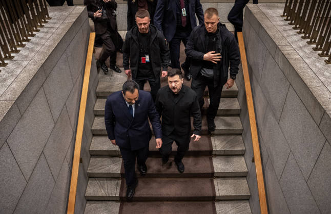 Ukrainian President Visits Norway, Oslo, October 21, 2026. Ukrainian President Volodymyr Zelenskyy visits the Storting, where he meets with Storting President Masud Gharahkhani and the parliamentary leaders. Photo: Ole Berg Rusten, NTB, Oslo, Norway, FMv4g LzZs. EDITORIAL USE ONLY Ref BNC POLFMv4g LzZs jpg  Copyright: xOlexBerg-Rustenx xNTBx