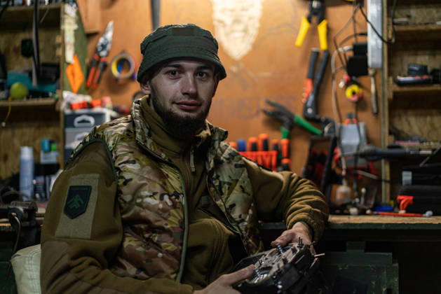 Ukrainian drone unit Skymonsters upgrades heavy UAVs in Kharkiv region KHARKIV REGION, UKRAINE - OCTOBER 21: Members of Skymonsters, the drone unit of the 13th Khartiia Brigade of Ukraine s National Guard, assemble, upgrade, and repair large unmanned aerial vehicles at an undisclosed location in Kharkiv region, Ukraine, on October 21, 2026. The drones, including Vampire models used for logistics missions and heavy bombers capable of carrying 13 to 20 kilograms of explosives, are prepared here before deployment to frontline positions. Carlo Bravo Anadolu Kharkiv Ukraine. Editorial use only. Please get in touch for any other usage.  Copyright: x2026xAnadoluxCarloxBravox