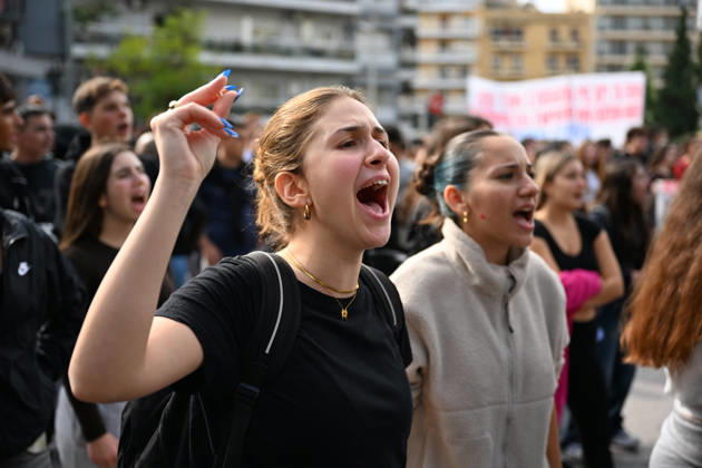 October 21, 2026, Thessaloniki, Greece: Students protest in Greece, calling for better education and government action to ease the burden of rising living costs. Thessaloniki Greece - ZUMAp191 20261021_zap_p191_019 Copyright: xGiannisxPapanikosx