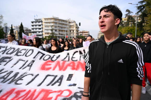 October 21, 2026, Thessaloniki, Greece: Students protest in Greece, calling for better education and government action to ease the burden of rising living costs. Thessaloniki Greece - ZUMAp191 20261021_zap_p191_024 Copyright: xGiannisxPapanikosx