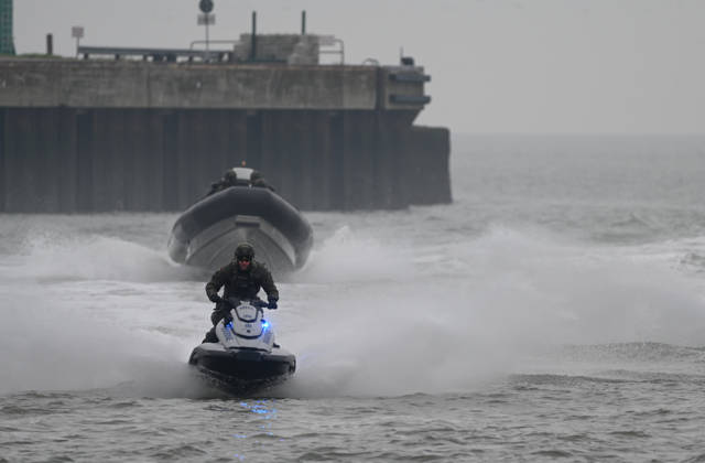 German Armed Forces Unveil New Biber Watercraft The German Navy presents its new Biber watercraft during a dynamic demonstration Soldiers demonstrate the fast and agile, militarily modified jet skis of the Maritime Interdiction Secur Copyright: xdiebildwerftx