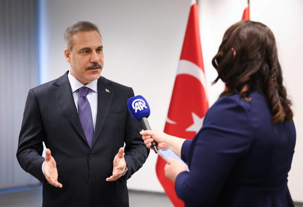 Turkish Foreign Minister Hakan Fidan BRUSSELS, BELGIUM - OCTOBER 21 : (----EDITORIAL USE ONLY MANDATORY CREDIT - TURKISH FOREIGN MINISTRY HANDOUT - NO MARKETING NO ADVERTISING CAMPAIGNS - DISTRIBUTED AS A SERVICE TO CLIENTS----) Turkish Foreign Minister Hakan Fidan speaks during an exclusive interview in Brussels, Belgium on October 21, 2026. Turkish Foreign Ministry Anadolu Brussels Belgium. Editorial use only. Please get in touch for any other usage.  Copyright: x2026xAnadoluxTurkishxForeignxMinistryx