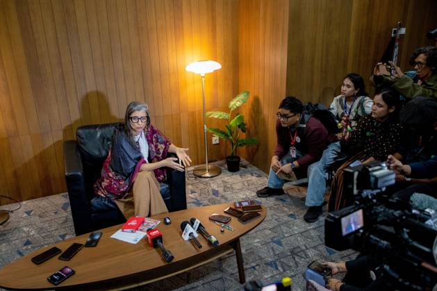 October 21, 2026, Jakarta, Indonesia: JAKARTA, INDONESIA - OCTOBER 21, 2026 Francesca Albanese, UN Special Rapporteur on the Occupied Palestinian Territory, answers questions from journalists during a press conference at Graha Bhakti Budaya, Taman Ismail Marzuki, in Central Jakarta. The press conference was part of an event organized by Amnesty International Indonesia titled Honoring Palestinian sumud in the midst of genocide, with Francesca Albanese. Usman Hamid, Executive Director of Amnesty International Indonesia, joined Albanese during the press conference. Journalists asked Albanese about the international response to the situation in Palestine, the measures states should take to uphold international law and ensure accountab - ZUMAq101 20261021_zna_q101_199 Copyright: xAddixSetyawanx