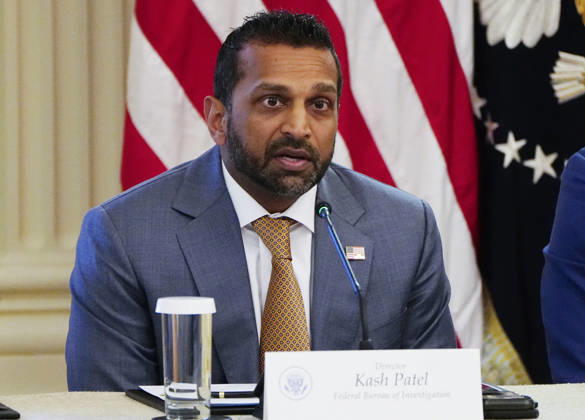 FBI Director Kash Patel ?speaks during a roundtable discussion on cybercrime in the East Room of the White House in Washington, DC on Wednesday, October 21, 2026. The discussion focuses on combatting foreign-based organized crime targeting Americans online and federal seizures of fraudulent crypto and scam websites.  WAP20261021918 BONNIExCASH