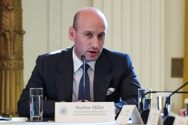 Deputy Chief of Staff Stephen Miller ‹speaks during a roundtable discussion on cybercrime in the East Room of the White House in Washington DC on Wednesday, October 21, 2026.  WAX20261021907 SamuelxCorum