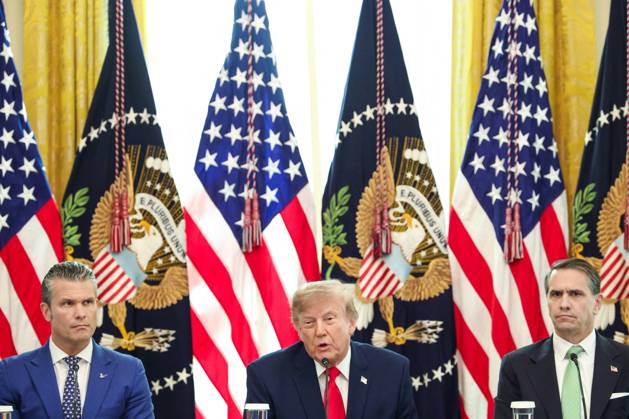 DC: Trump Roundtable on Cybercrime Against Seniors United States President Donald J Trump makes remarks as he hosts a Roundtable on Protecting American Families and Seniors from Cybercrime, in the East Room of the White House in Washington, DC, USA, on Wednesday, October 21, 2026. Credit: Ron Sachs CNP MediaPunch. 21 Oct 2026 Pictured: From left to right: United States Secretary of War Pete Hegseth, US President Donald J Trump and US Attorney General Todd Blanche, during a roundtable discussion on cybercrime in the East Room of the White House on October 21, 2026 in Washington, D.C. The administration is fighting back against foreign-based organized criminal organizations that exploit Americans in cyberspace and their scam centers and Copyright: xThexMegaxAgencyxCNPx xMediaPunchx xMEGAx
