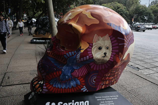 October 21, 2026, Mexico City, Cdmx, Mexico: The Mexicraneos exhibition has been installed along the Paseo de la Reforma avenue in Mexico City, marking the start of the Day of the Dead celebrations in the country. This edition of the exhibition, titled Collection: Living Nature Mystical Tales. features 35 giant skulls, each artistically transformed by various creators. Mexico City Mexico - ZUMAp204 20261021_zip_p204_073 Copyright: xJosuexPerezx