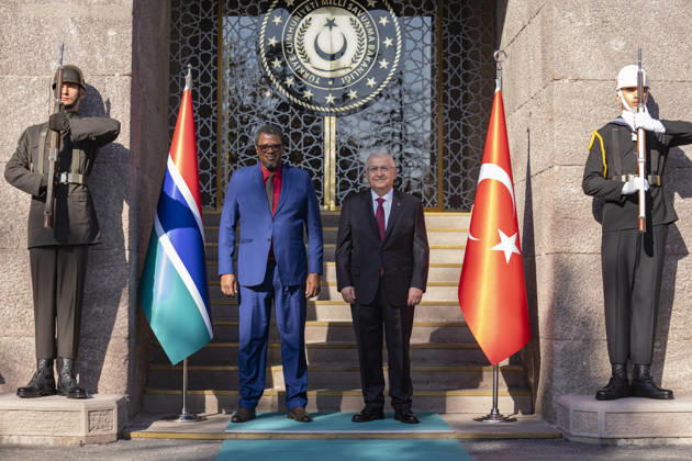 Yasar Guler - Baboucarr Ousmaila Joof meeting in Ankara ANKARA, TURKIYE - OCTOBER 22: Turkish National Defense Minister Yasar Guler (R) welcomes Minister of Defense of the Republic of The Gambia Baboucarr Ousmaila Joof (L) with an official military ceremony at the Ministry of National Defense in Ankara, Turkiye on Thursday, October 22, 2026. Osmancan Gurdogan Anadolu Ankara Turkey. Editorial use only. Please get in touch for any other usage.  Copyright: x2026xAnadoluxOsmancanxGurdoganx