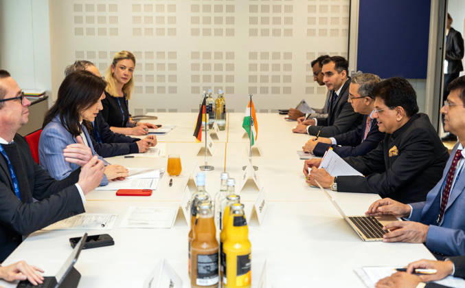 RECORD DATE NOT STATED Union Minister Piyush Goyal meets Germany s Federal Minister for Economic Affairs and Energy, Katherina Reiche New Delhi, Oct 22 (ANI): Union Commerce and Industry Minister Piyush Goyal during a meeting with Germany s Federal Minister for Economic Affairs and Energy, Katherina Reiche, in New Delhi on Thursday. (@PiyushGoyal X ANI Photo) New Delhi Delhi India Copyright: xANIx ANI_20261022380