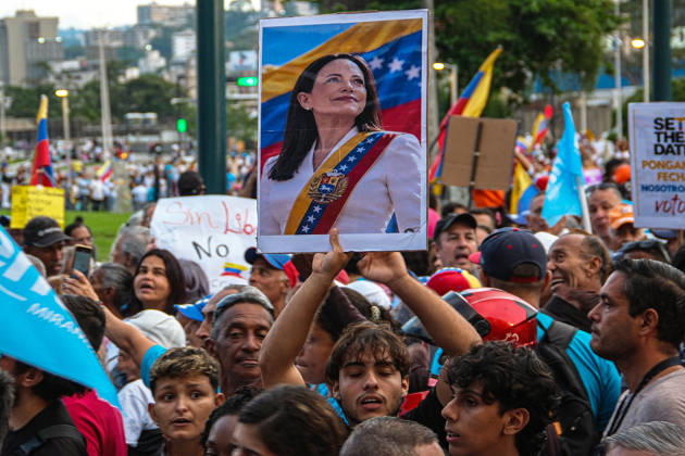 Venezuelan opposition supporters rally for free elections in Caracas CARACAS, VENEZUELA - OCTOBER 22: Members of political organizations such as Vente Venezuela, Primero Justicia, and Voluntad Popular gather in the surroundings of Plaza Venezuela in response to the call made by Venezuelan opposition leader and pro-democracy activist Maria Corina Machado, featuring speeches from various political and social leaders focused on memory, respect, democracy, and the demand for free elections in Caracas, Venezuela on October 22, 2026. Diko Betancourt Anadolu Caracas Venezuela. Editorial use only. Please get in touch for any other usage.  Copyright: x2026xAnadoluxDikoxBetancourtx