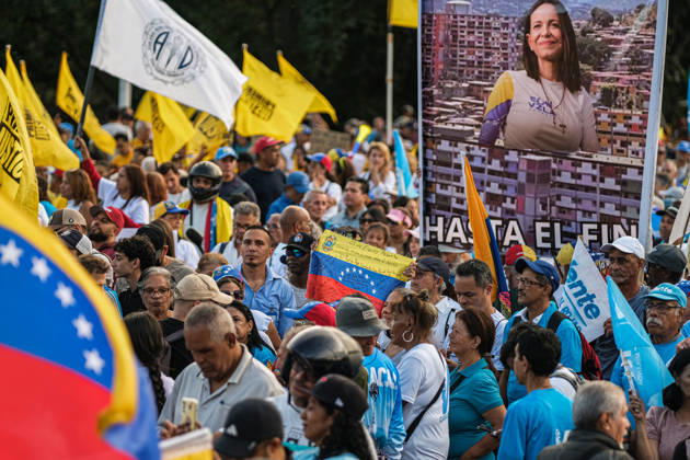 Venezuelan opposition supporters rally for free elections in Caracas CARACAS, VENEZUELA - OCTOBER 22: Members of political organizations such as Vente Venezuela, Primero Justicia, and Voluntad Popular gather in the surroundings of Plaza Venezuela in response to the call made by Venezuelan opposition leader and pro-democracy activist Maria Corina Machado, featuring speeches from various political and social leaders focused on memory, respect, democracy, and the demand for free elections in Caracas, Venezuela on October 22, 2026. Diko Betancourt Anadolu Caracas Venezuela. Editorial use only. Please get in touch for any other usage.  Copyright: x2026xAnadoluxDikoxBetancourtx