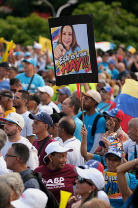 Venezuelan opposition supporters rally for free elections in Caracas CARACAS, VENEZUELA - OCTOBER 22: Members of political organizations such as Vente Venezuela, Primero Justicia, and Voluntad Popular gather in the surroundings of Plaza Venezuela in response to the call made by Venezuelan opposition leader and pro-democracy activist Maria Corina Machado, featuring speeches from various political and social leaders focused on memory, respect, democracy, and the demand for free elections in Caracas, Venezuela on October 22, 2026. Diko Betancourt Anadolu Caracas Venezuela. Editorial use only. Please get in touch for any other usage.  Copyright: x2026xAnadoluxDikoxBetancourtx