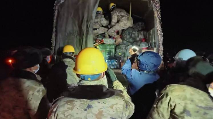 NAGQU, CHINA - OCTOBER 23: This screen grab made from the CCTV+ footage released on October 23, 2026 shows rescuers searching through ruins with flashlight after a 7.0-magnitude earthquake on October 23, 2026 in Nagqu, Xizang Autonomous Region of China. At least 16 people have been killed and 11 seriously injured as of 05:20 on Friday after a 7.0-magnitude earthquake hit southwest China s Xizang Autonomous Region on Thursday night, according to Nagqu City s earthquake relief headquarters.  Copyright: xVCGx 111676447837