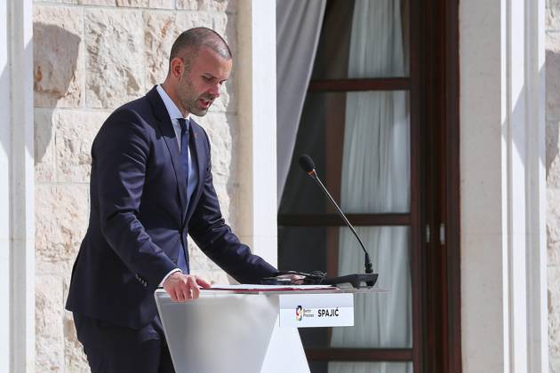 Sveti Stefan, Montenegro, October 22, 2026—The Chancellor’s trip abroad for the Berlin Process Summit; press conference with Montenegro’s Prime Minister Milojko Spajic Copyright: xdtsxNachrichtenagenturx dts_140300