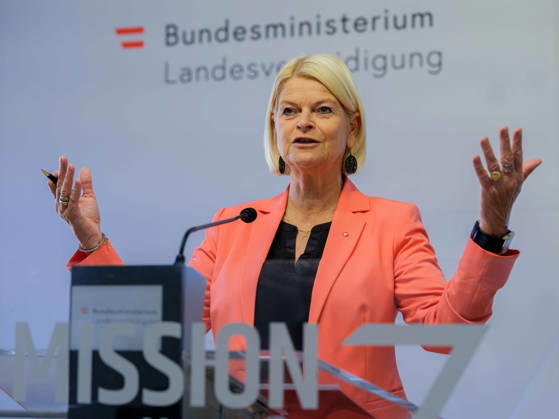 October 23, 2026: Press Conference on the BMLV Youth Monitor 2026—Federal Minister of Defense Klaudia Tanner (ÖVP) on October 23, 2026, at the press conference titled What Do Young People Think About the Austrian Armed Forces? held at the Rossauer Barracks in Vienna, Vienna, Austria