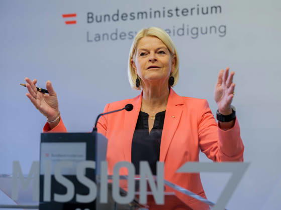October 23, 2026: Press Conference on the BMLV Youth Monitor 2026—Federal Minister of Defense Klaudia Tanner (ÖVP) on October 23, 2026, at the press conference titled What Do Young People Think About the Austrian Armed Forces? held at the Rossauer Barracks in Vienna, Vienna, Austria