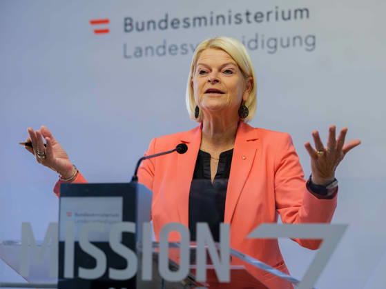 October 23, 2026: Press Conference on the BMLV Youth Monitor 2026—Federal Minister of Defense Klaudia Tanner (ÖVP) on October 23, 2026, at the press conference titled What Do Young People Think About the Austrian Armed Forces? held at the Rossauer Barracks in Vienna, Vienna, Austria