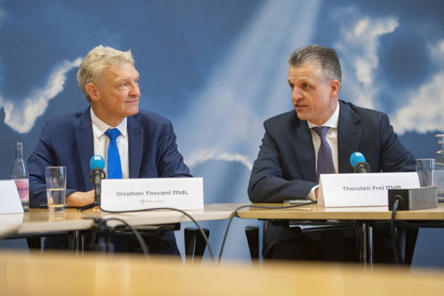 On Friday, October 23, 2026, Stephan Toscani, the CDU’s state chairman in Saarland, will welcome Thorsten Frei, the CDU’s parliamentary group leader in the German Bundestag, Thorsten Frei, at the Saarland State Parliament. Together, they will hold a press conference. Pictured, from left: Stephan Toscani, Member of the State Parliament (CDU), and Thorsten Frei, Member of the Bundestag (CDU). bub