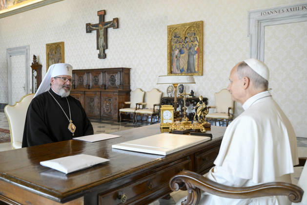ITALY - REL - POPE LEO XIV RECEIVES IN PRIVATE AUDIENCE HIS BEATITUDE SVIATOSLAV SHEVCHUK, MAJOR ARCHBISHOP OF KYIV- HALYC October 23, 2026 Italy, Rome, Vatican October 23, 2026 October 23, 2026 Pope Leo XIV receives in audience His Beatitude Sviatoslav Shevchuk, Major Archbishop of Kyiv-Halyc EDITORIAL USE ONLY - NO BOOKS Copyright: xVATICANxMEDIA CPPx